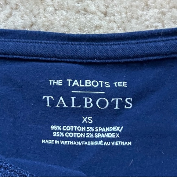 Talbots Tee Blue Shirt w/ Daisy Print 3/4 Sleeves - Size XS - VGUC - Stretch - Picture 3 of 5